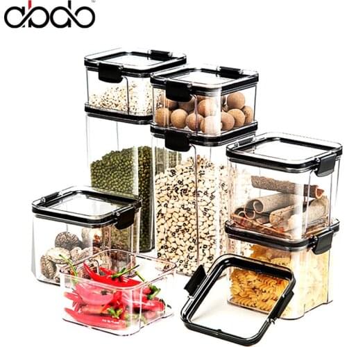 Containers with Lids Food Storage Spice Jar Plastic Container Kitchen Refrigerator Multigrain Tank Transparent Sealed Noodle Box