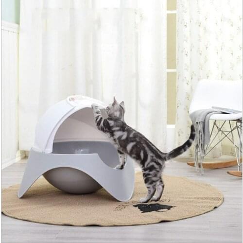 Creative Closed Cat Dung Basin Plastic Pet Cat Basin Cleaning Supplies For Space Capsule Cat Toilet Cat Litter Box Pet Supplies
