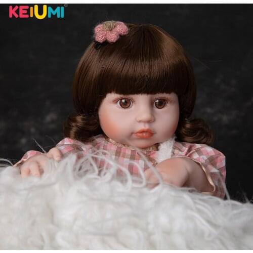 19 Inch Lovely Curly Hair Reborn Baby Doll Pink Checkered Blue Pants Suit Many Accessories Baby Girl For Collection Toy