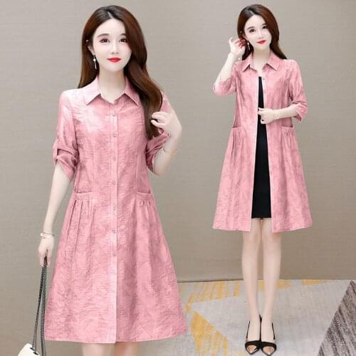 2021 New Womens Jackets Windbreaker Female Summer Thin Sun protection Clothing Jacket Mid-length Causal Pocket Basic Coat Tops