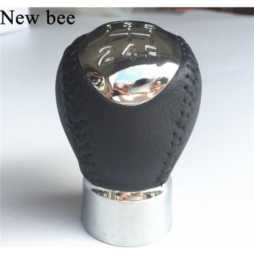 Newbee 5 Speed For Mazda 6 5 3 Leather Chrome Manual Gear Shift Knob Lever Stick Handle Head Handball Car Styling 1 2 3 4 5 R