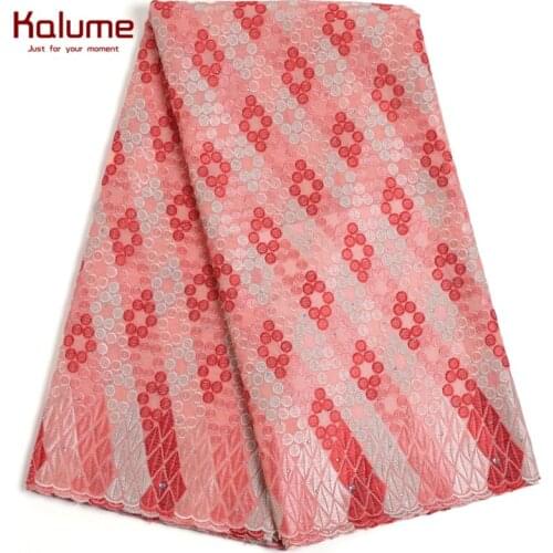 Kalume Newest African Swiss Cotton Lace Fabric Embroidery Nigerian Swiss Voile Cotton Lace Fabric In Switzerland For Dress F2214