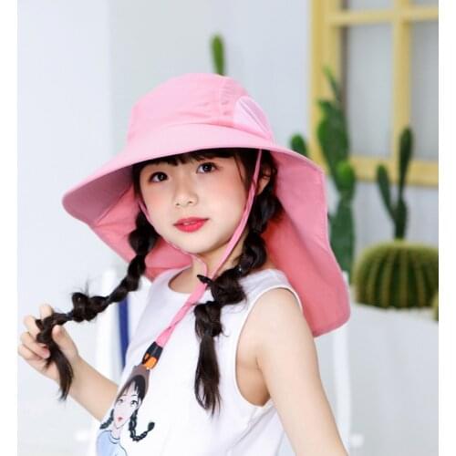 2020 New Kids Summer Hat Girls Boys Sun Hat with Neck Flap UV Protection Safari Hat Baby Child Summer Travel Cap 2-12 Years Old