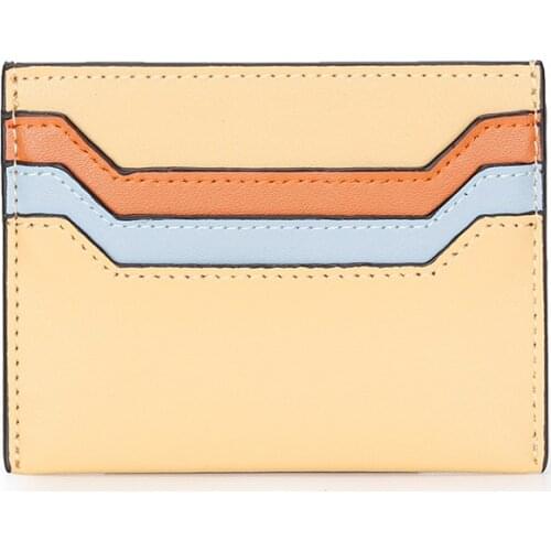 Cowhide Color Contrast Card Novelty Purses Holde Budget Planner Organizer Wallet Badge Holder Genuine Leather Business Case Bag