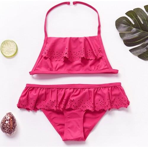 New Arrival Girl Swimwear Hollow out Children Swimsuit 3~14Y Girls Two-Piece Bikini Kids Beach Wear Biquini Infantil-ST107mix