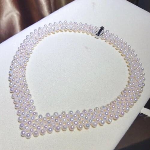 D407 Pearl Necklace Fine Jewelry Fresh Water 5-6mm White Pearls Necklaces for Women Presents