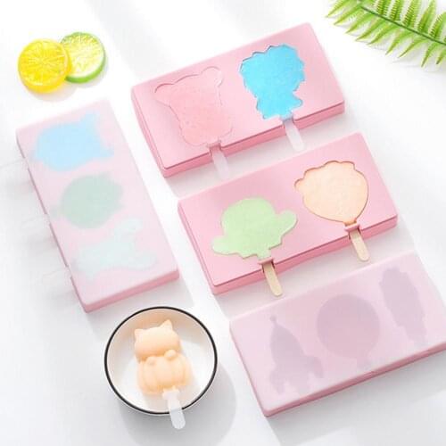 Support Dropshipping Cactus Carrot Rocket Deer Ice Cream Lollys Mold with Lid Silicone DIY Mould Tool food-grade silicone tools