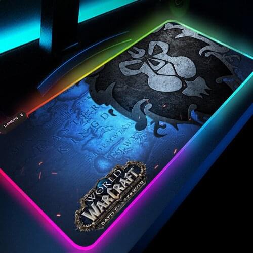 RGB LED Mouse Pad Xxl Gamers Mesa Gamer Decoration Computer Gaming Accessories Backlight Mat Gloway WOW for World of Warcraft