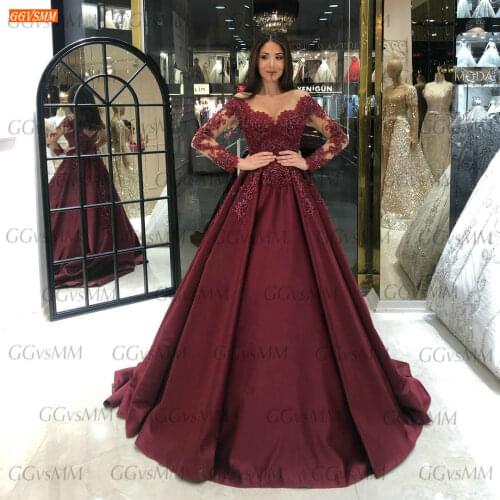 Luxury Beading Evening Gowns For Women 2021 vestidos de fiesta de noche Long Sleeves Formal Dresses Party robe de soirée femme