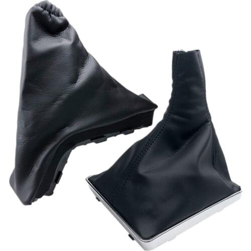 For Opel ASTRA H Gear Lever Shift Knob Boot and Handbrake Grips Car Anti Slip Parking Hand Brake Boot Black / White Stitch