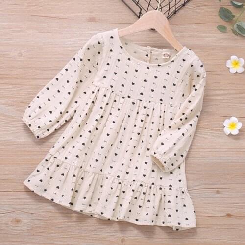 Spring Baby Kids Girl Dresses For Girls Princess Loving Heart Dresses Autumn Kids Girl Dress Long Sleeve Dress