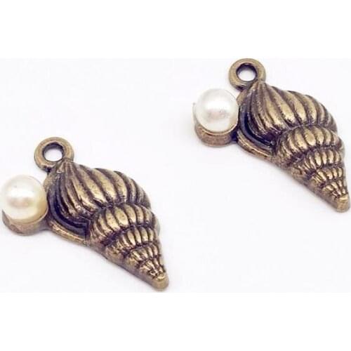 Vintage 12 pcs metal pearl conch charms conch Pendants fit DIY handmade necklace earring bracelet charms Jewelry Making