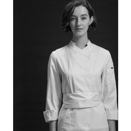 High Quality Perfect Nice Restaurant Kitchen Woman Long Sleeve Chef Jacket Work Wear Food Service Top Jacket Uniform,P3