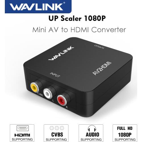 Wavlink RCA to HDMI Converter 1080p 3RCA to HDMI CVBS AV Composite Video Audio Adapter for PC Laptop TV STB VHS VCR Camera DVD
