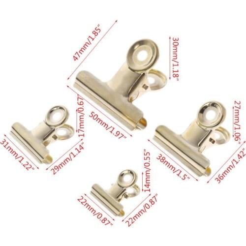 5 Pcs/set Gold Bag Clips Bulldog Letter Grip Stainless Steel Paper File Binder Clip Food Bag Sealing Clips Office Kitchen 4 Size