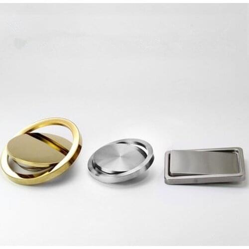 2PCS Stainless Round decorative cover Steel Flush Recessed Built-in Balance Flap Lid Cover Trash Bin Garbage Can Kitchen Counter