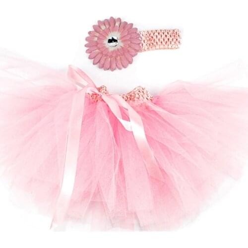 3 Pcs Baby Infants Mesh Tutu Skirt Strap Flower Headband Set Newborn Photography Props Photo Shooting Clothing