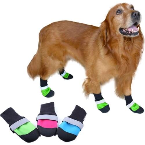 4pcs/set Waterproof Pet Dog Shoes Ultra-Wear Oxford Large Dog Boots Non-slip Protective Rain Boots for big dogs