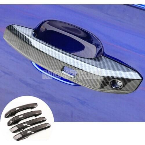 ABS Carbon Fiber Style Car Door Handle Cover Trim 4pcs For Audi Q5 2017-2020 Car Styling Accessories