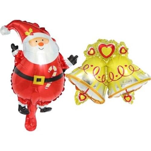 42*32cm Trumpet Cartoon Santa Claus Christmas Bell Aluminium Balloon Christmas Hotel Mall Party Decoration