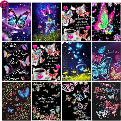 5D Diamond Painting Butterfly Text Cartoon Picture Rhinestones Diamond Embroidery Cross Stitch Rhinestone Mosaic Kits Home Decor