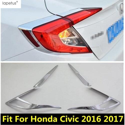 Lapetus Accessories For Honda Civic 2016 2017 2018 ABS Rear Trunk Tail Lights Eyelid Eyebrow Molding Cover Kit Trim 4 Piece
