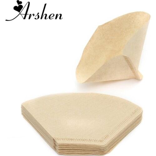 Arshen 40pcs/Set Hand-poured No.101 Coffee Paper Filter Durable Hand Drip Folded for Filter Bowl Drip Coffee Machine Cafe Tool