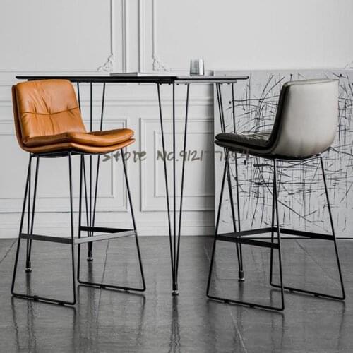 Nordic Bar Chair Modern Minimalist Wrought Iron Home High-back Chair Net Red Bar Reception Chair