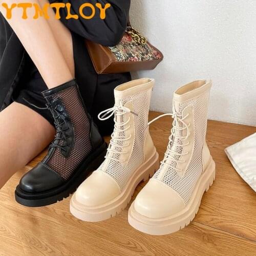 Thick-soled Martin Boots Womens Summer Breathable Thin Section 2021 New British Style Mid-tube Womens Short Boots Wild Summer