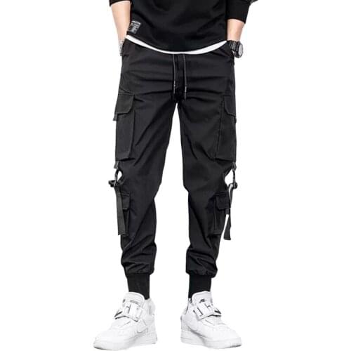 Black Jogger Men Cargo Pants Pants Casual Slim Fit Sweatpants Trousers Multi-Pocket Harajuku Trousers