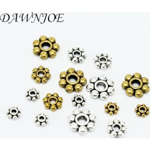 100 pcs/lot 4/6/8 mm Vintage Flower Spacer DIY Making Charming Bracelets Bead Spacer Separated Beads Jewelry Finding