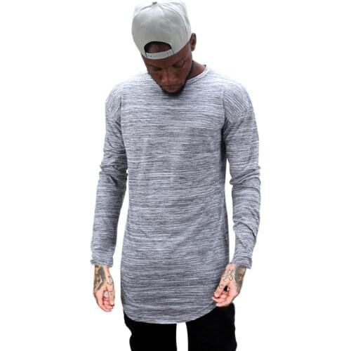 TX144 Mens Hip Hop T Shirt full Long Sleeve T-Shirt With Thumb Hole Cuffs Tees shirts Curve Hem Men Street Wear Tops