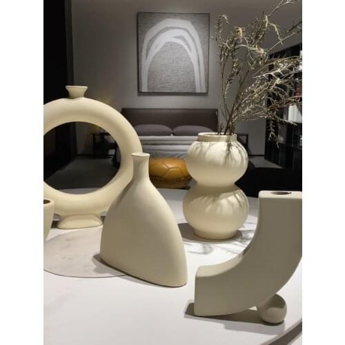 Nordic minimalist ceramic vase ornaments dried flower flower arrangement creative art living room TV cabinet desktop decoration