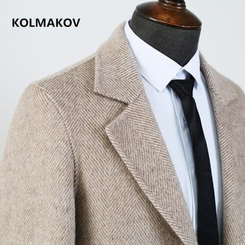 KOLMAKOV 2021 new arrival winter wool coat thicked trench coat men,mens smart casual Double-sided woolen jackets,size M-XXXL