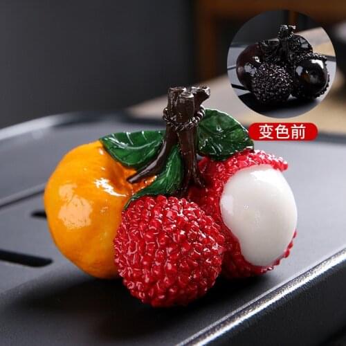 Creative Color-Changing Statue Litchi Figurine Feng Shui Lucky Tea Pet Toy Home Decoration Ornaments Gift