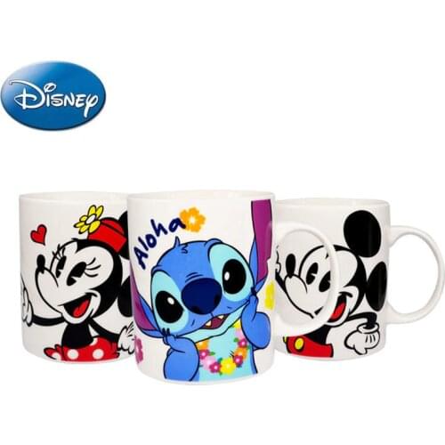 Disney Mug 300ml Stitch Doll Minnie Mickey Ceramic Cup Men and Women Couple Anime, Cartoon, Cute Drinking Cup