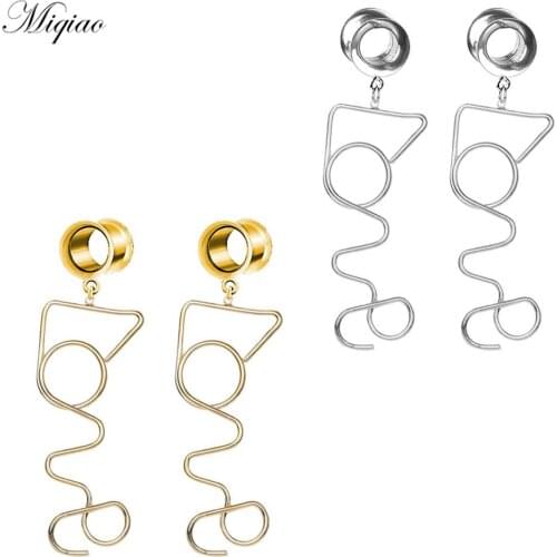Miqiao 2pcs Popular Stainless Steel English Letter Pendant Double Horn Ear Amplifier Human Body Piercing Jewelry
