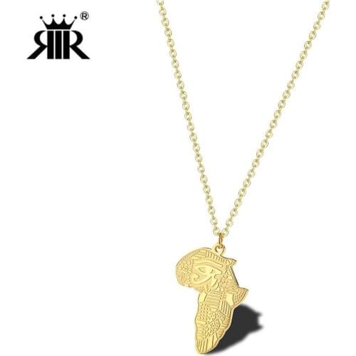 RIR Fashion Eye Of Egypt Africa Map Necklace African Country Charm Egypt Horus Eye Pendant Ancient Egyptian Jewelry