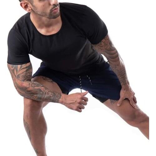 QHOE Mens Short-Sleeved Sports Fitness Body Shaping Vest Abdomen Tight Yoga CLOTHING BUNCH VEST T-shirts New Arrival