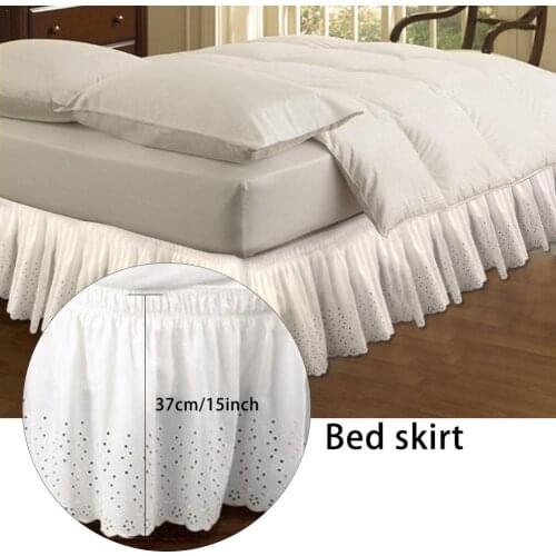 Bed Skirt Wrap Around Easy Fit Cotton Embroider Bedspread Queen Dust Ruffle Mattress Cover 1.5 m / 1.8 m / 2 m Single Bed Skirt