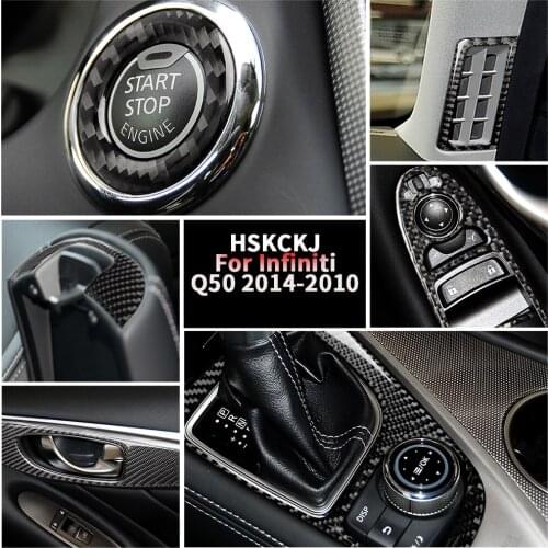 For Infiniti Q50 2014-2020 Multiple Color Carbon Fiber Stickers Gear Shift Panel Automotive Interior Trim Start Logo Accessories
