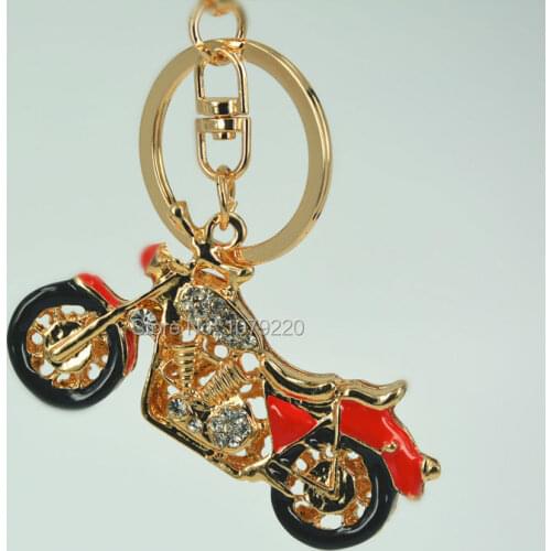 New Fashion Jewelry Fow Women Red Motorcycle Sport Car Keyring Rhinestone Crystal Charm Pendant Key Bag Chain Gift