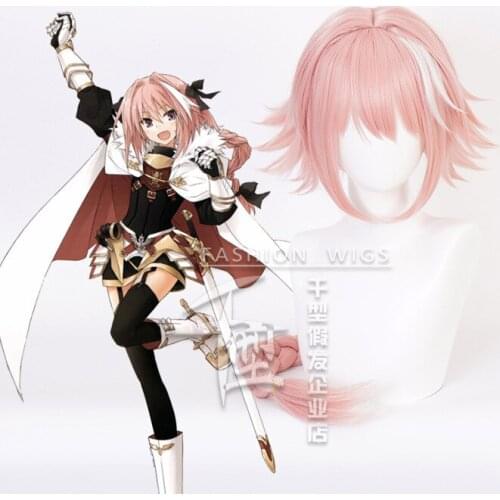 Wig New Arrival Game Fate/Apocryp Astolfo Cosplay Wigs Long Pink Heat Resistant Synthetic Hair Halloween Cosplay Wig