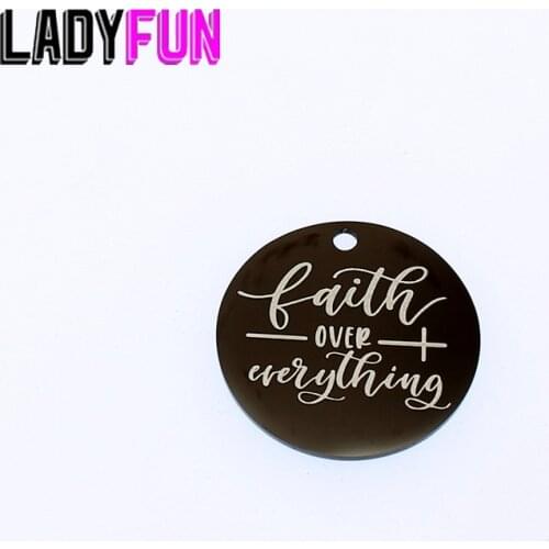 Faith Over Everything Charm Stainless Steel Faith Jesus Charms High Polish Mirror Pendant 25mm 10pcs