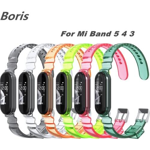 Transparents Silicone Watch Band For Mi Band 4 3 5 Watch Strap Replacements For Mi Band 5 4 3 Sport Waterproof Tpu Wristband