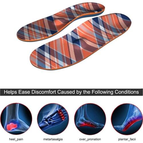 Red Stripe Memory Foam Foot Pain Arch Support Insoles Orthotic Inserts Flat Feet Foot Anti-Slippery for Men and Women