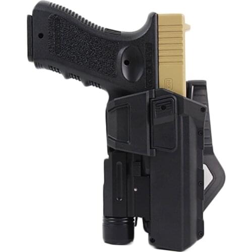 Tactical Gun Holster For Glock 17 18 22 23 Airsoft Pistol Holster With Flashlight Laser Movable Gun Case Hunting Accessories