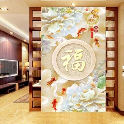 Wellyu Custom Wallpaper 3D Stereo murals Jade Buddha Peony House and Arcade Aisle Background Murder wallpaper papel de parede