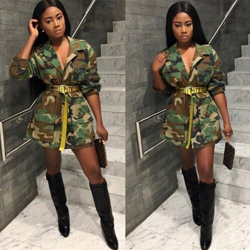 Woman Jacket Camouflage Long Sleeve Pocket Coat Women Spring Fall 2020 Women LOOSE Jackets Casual Outwear Long Coat Clothing