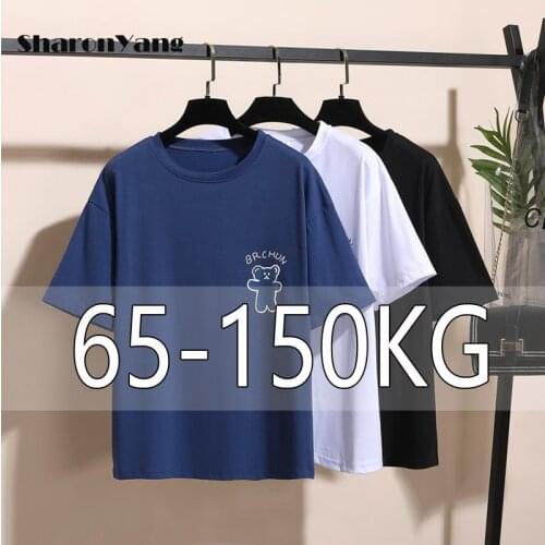 100% Cotton Oversized Woman Tshirts Harajuku O-Neck Short Sleeve Basic Summer Plus Size Tops Couple Clothes 4XL 5XL 6XL T-shirt